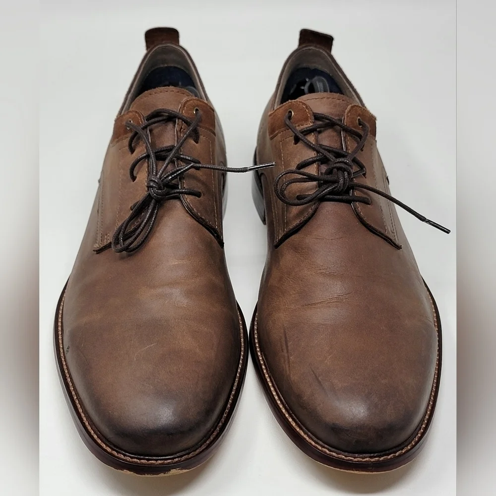 Aston Grey Dwilia Oxford Brown Leather Dress Shoes Men's Size 12 Pre-owned